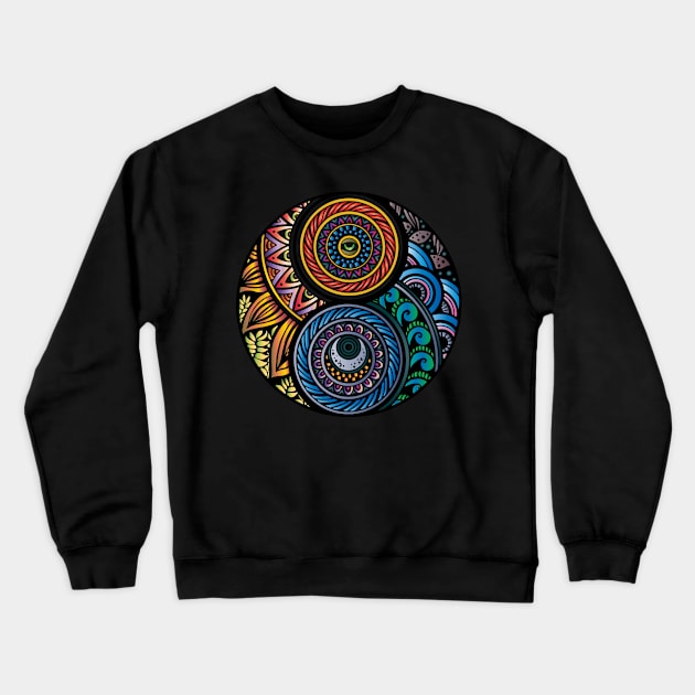 TRIPPY YINYANG MANDALA Crewneck Sweatshirt by asiancoffeegirl